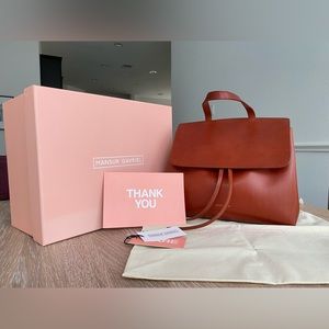 Mansur Gavriel Lady Bag in Brandy Tanned Leather with Brick Interior